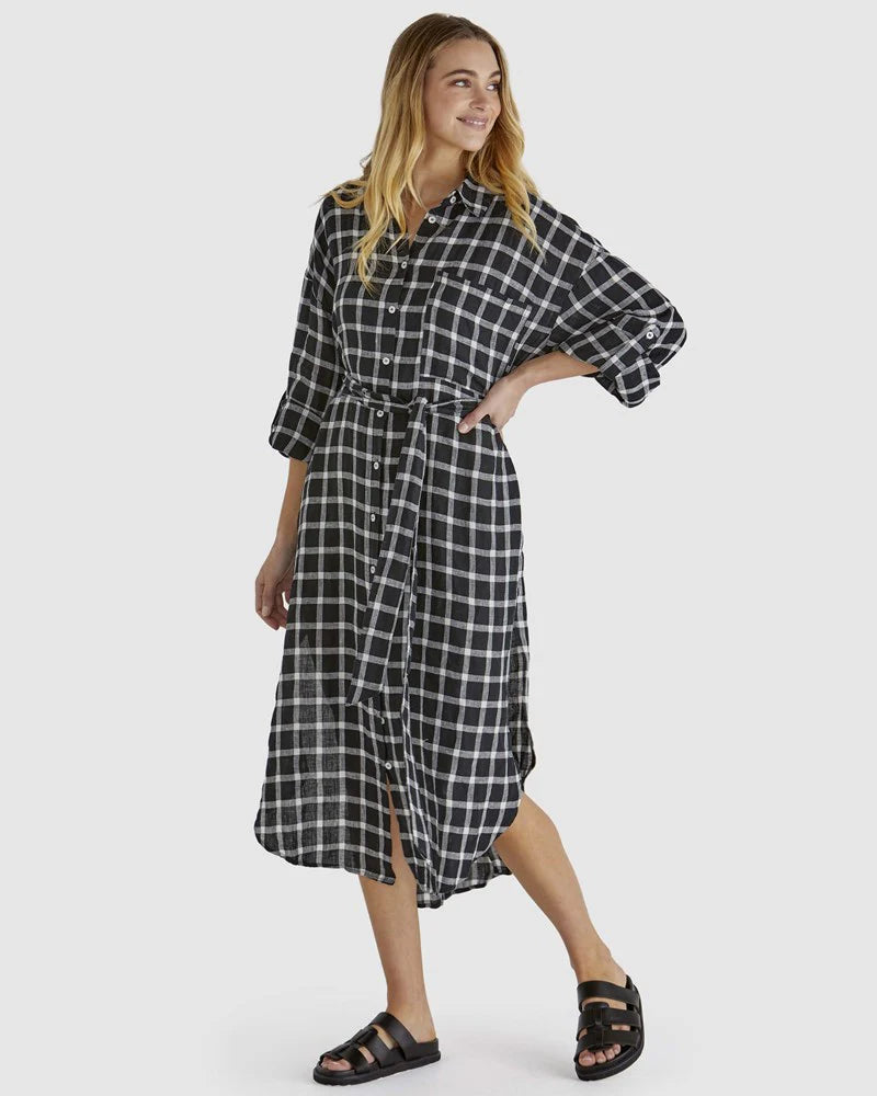 BEAU SHIRT DRESS -BLACK CHECK