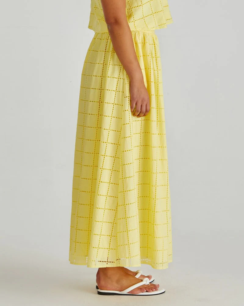 HELMI BRODERIE FULL SKIRT - YELLOW