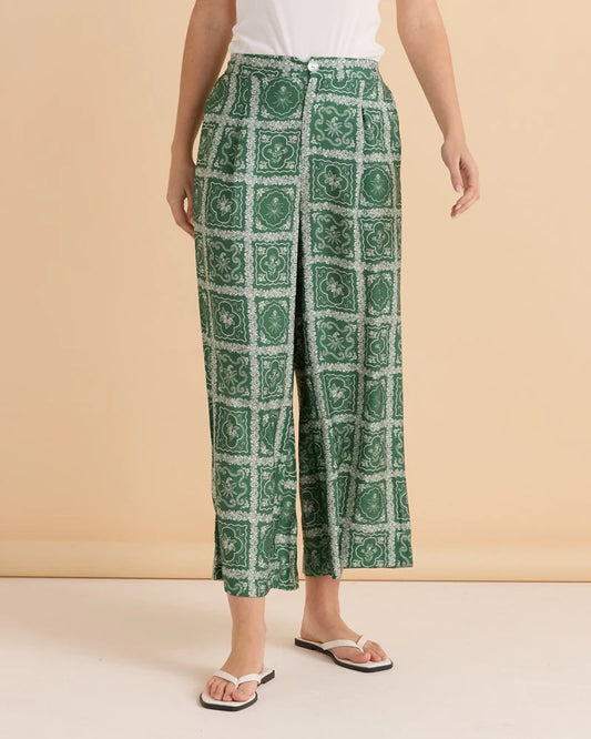 Pearl Palazzo Pant - Floral Tile Print