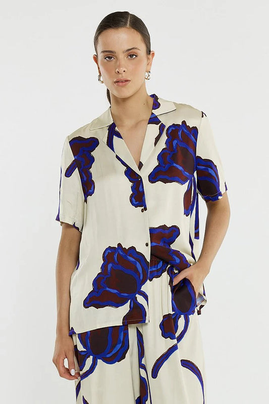 Jade Satin Shirt - Winter Poppy