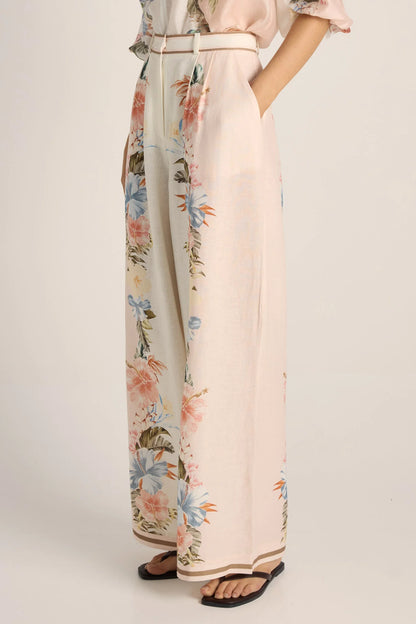Solara Placement Print Pant - Pink Print