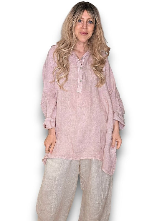 BABY PINK COASTAL TUNIC SHIRT