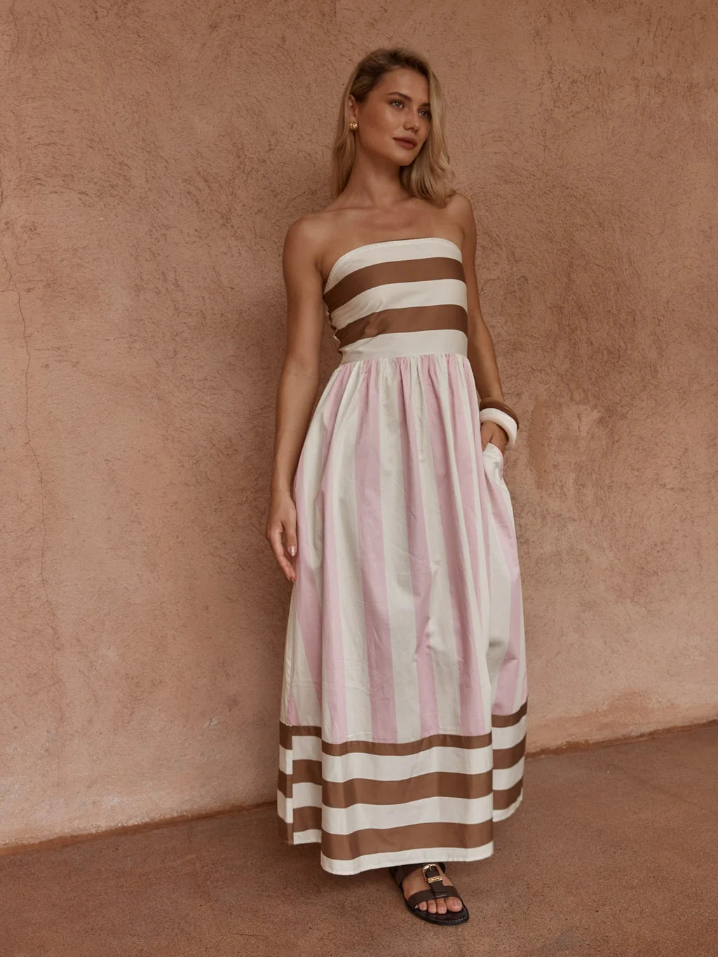 SASS NEA SPLICED STRAPLESS DRESS - NEAPOLITAN.