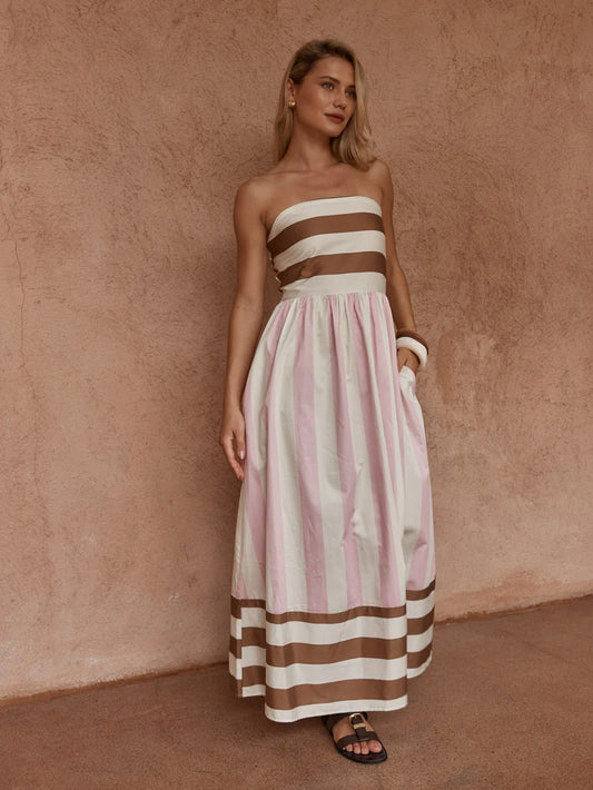 SASS NEA SPLICED STRAPLESS DRESS - NEAPOLITAN.