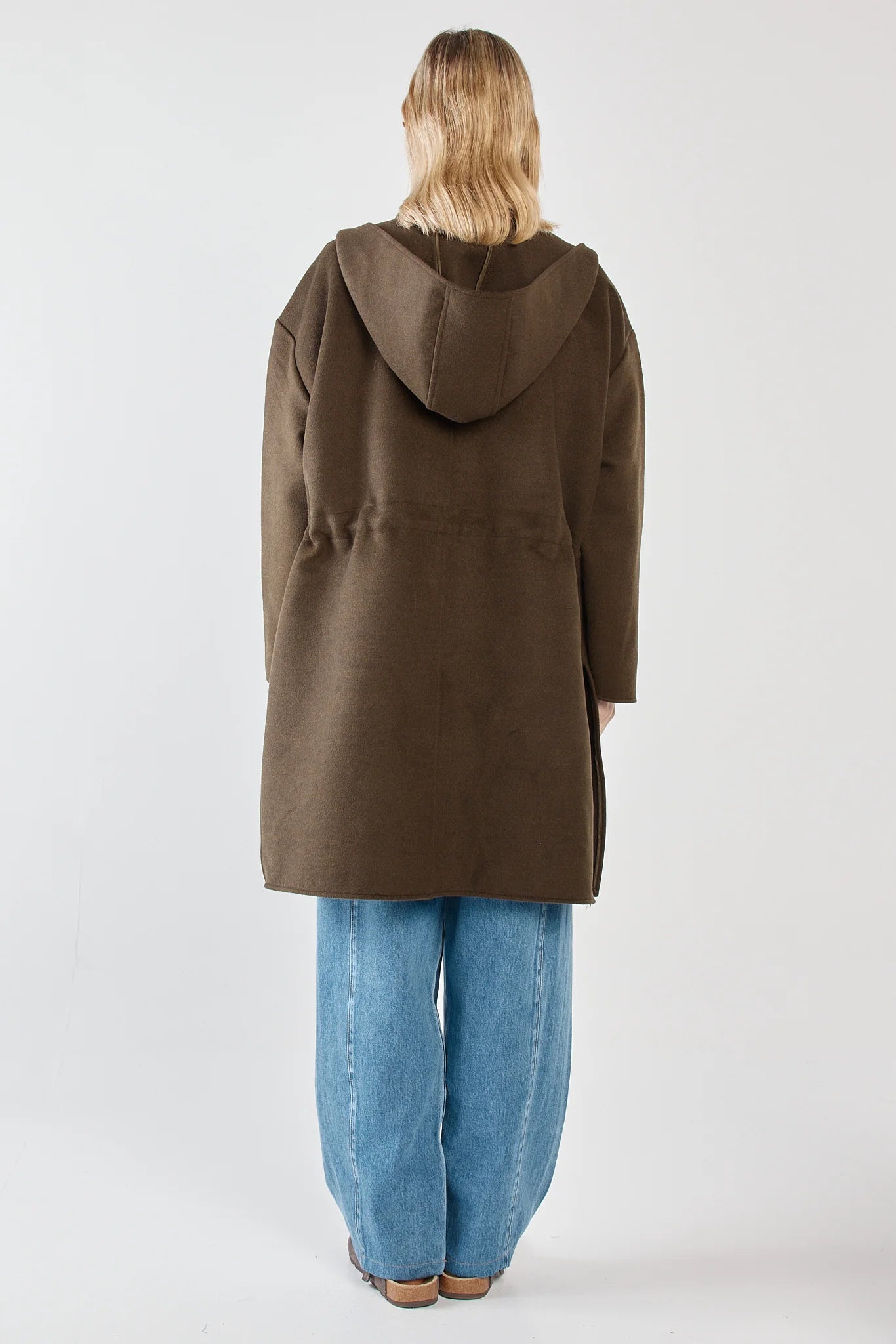 Maxi Hooded Coat - Dark Olive