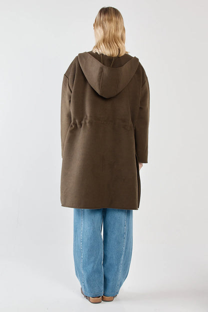 Maxi Hooded Coat - Dark Olive