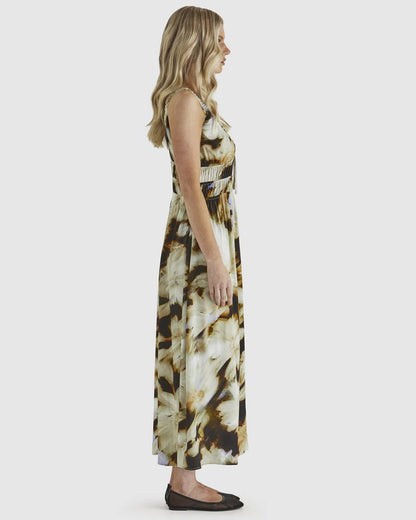 CARMINE DRESS - BLURRED FLORAL