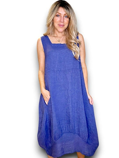 INDIGO PLAIN MAXI TANK DRESS