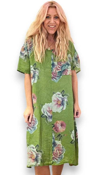 AVOCADO OMBRE PEONY EASY PEASY T-SHAPE DRESS