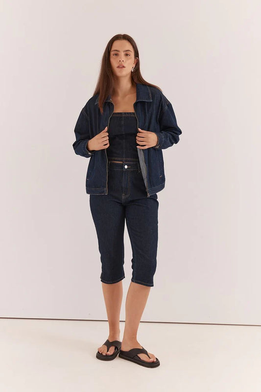Kumi Zip Denim Jacket - Rinse Wash