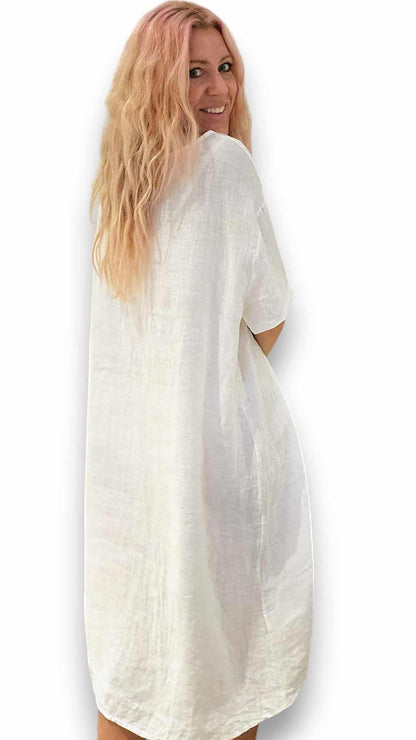 WHITE PLAIN EASY PEASY T-SHAPE DRESS