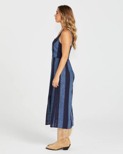 Cailee Midi Dress - Navy Stripe