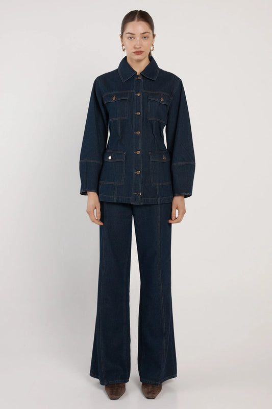 Wren Denim Sculpted Jacket - Indigo