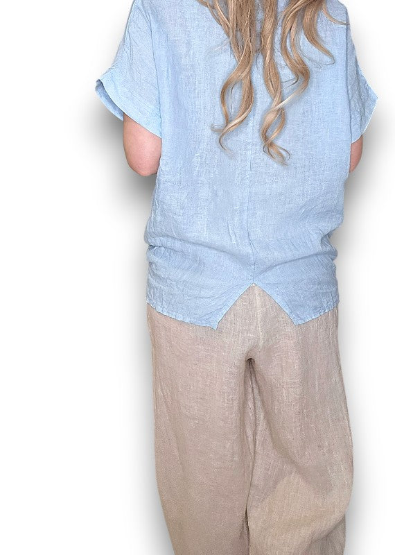 BABY BLUE SPLIT BACK RIVER TEE