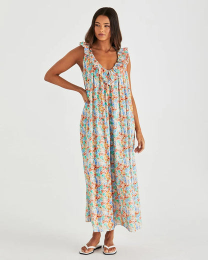 PANNA RUFFLED NECK DRESS - BLOSSOM