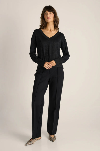 Oriane Sparkle V-Neck Knit - Black