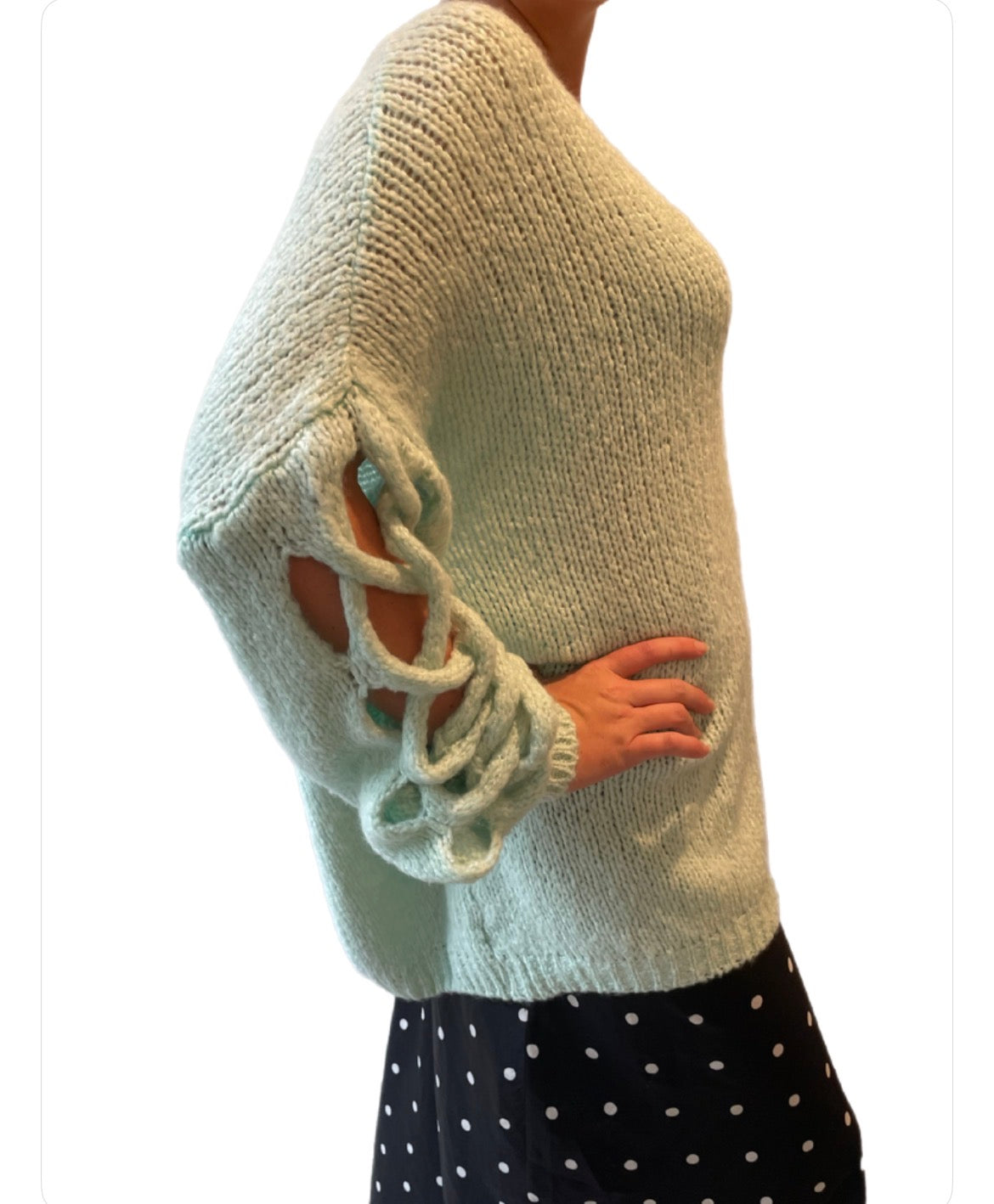 Plait Sleeve Knit - Mint