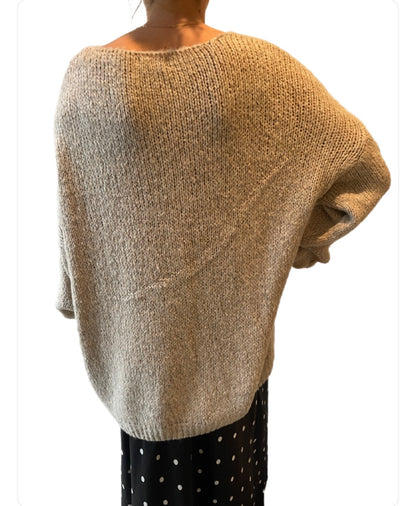 Plait Sleeve Knit -Natural