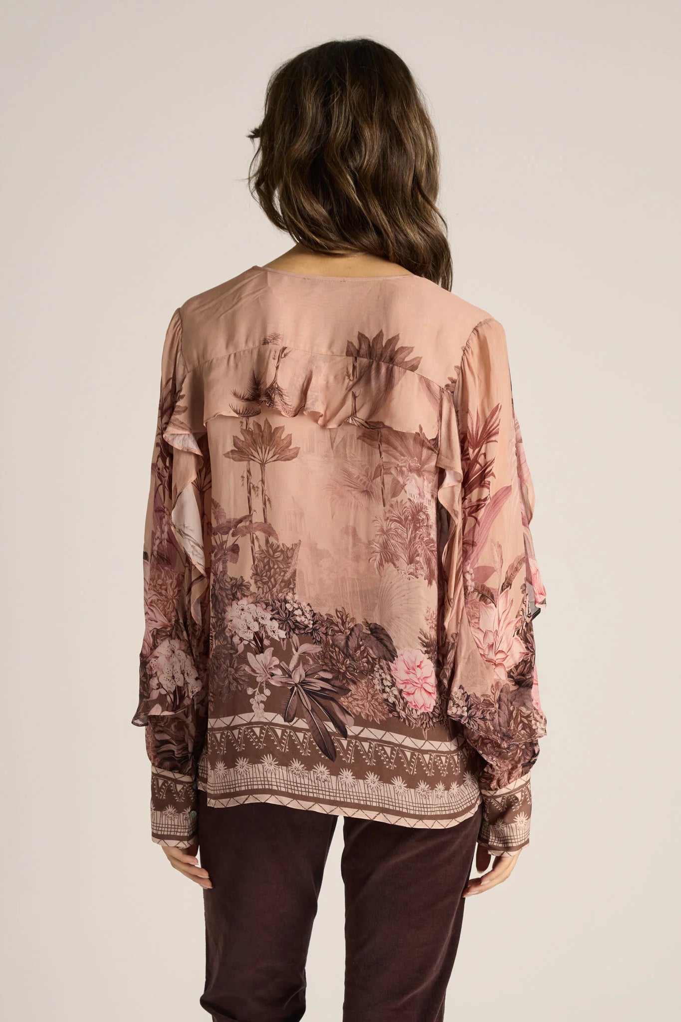 Odette Ruffle Blouse - Light Scarf Print