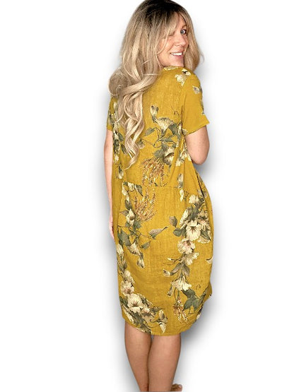 MUSTARD TRUMPET JUNGLE DRESS
