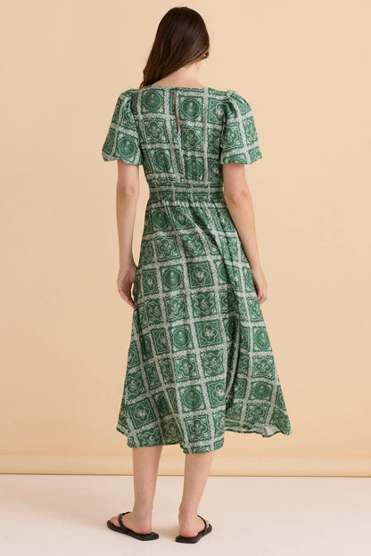 Dahlia Dress - Floral Tile Print