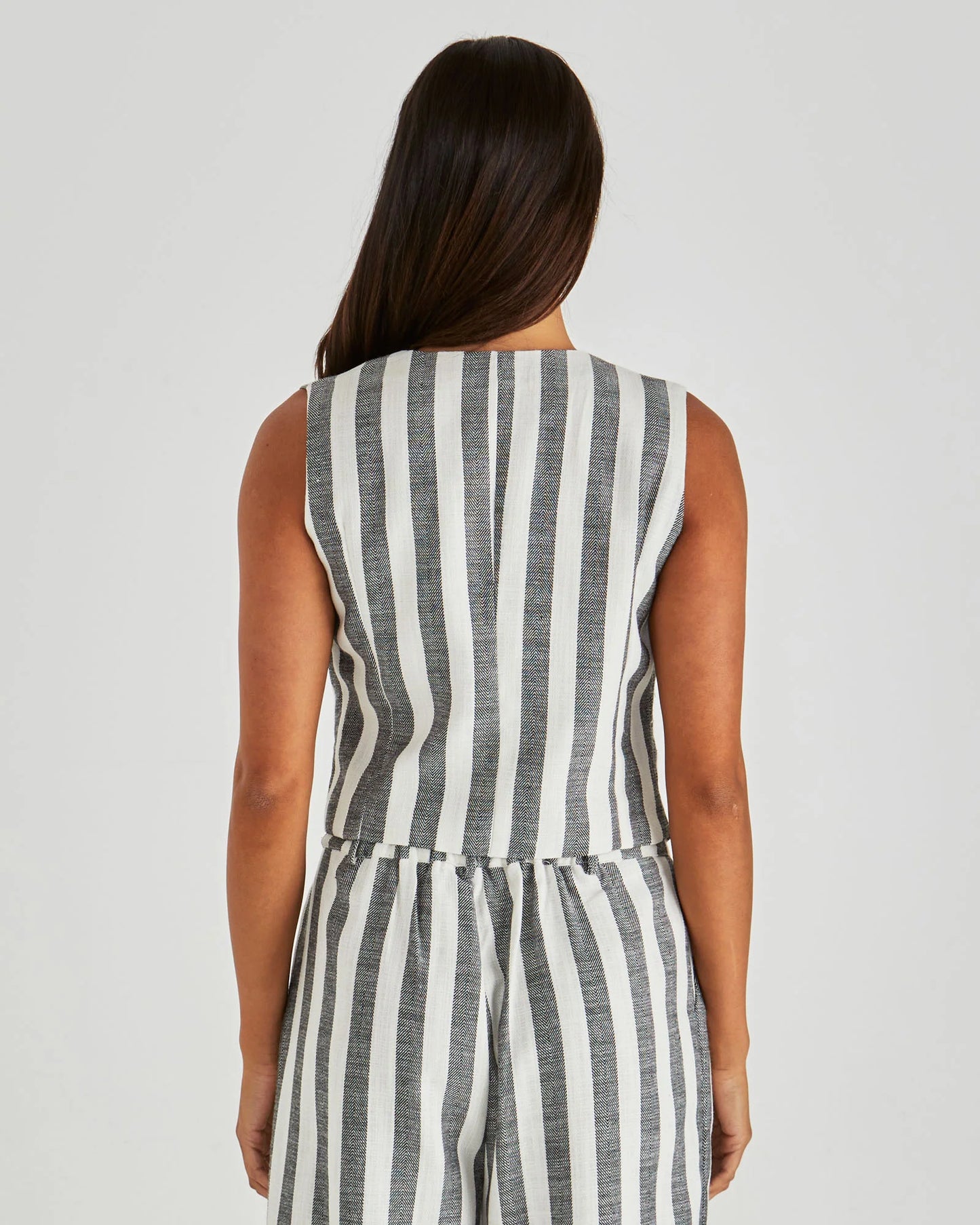 NEVADA VEST - CREAM BLACK STRIPE