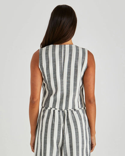 NEVADA VEST - CREAM BLACK STRIPE
