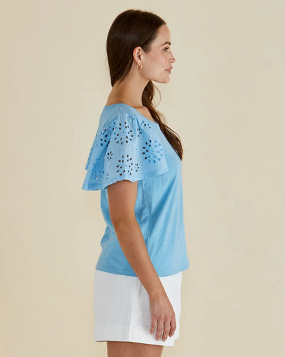 Lottie Embroidered Tee - Baby Blue