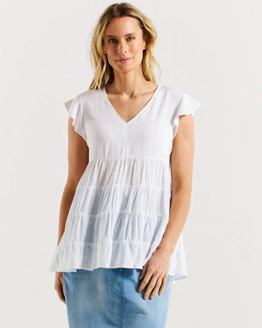 Danica Frill Top - White