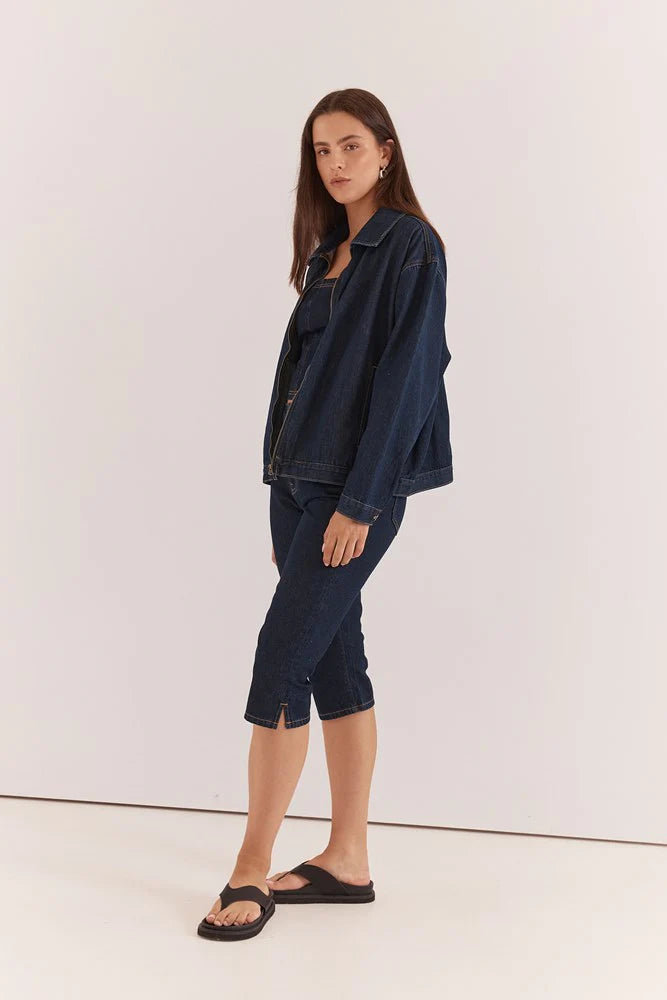 Kumi Zip Denim Jacket - Rinse Wash