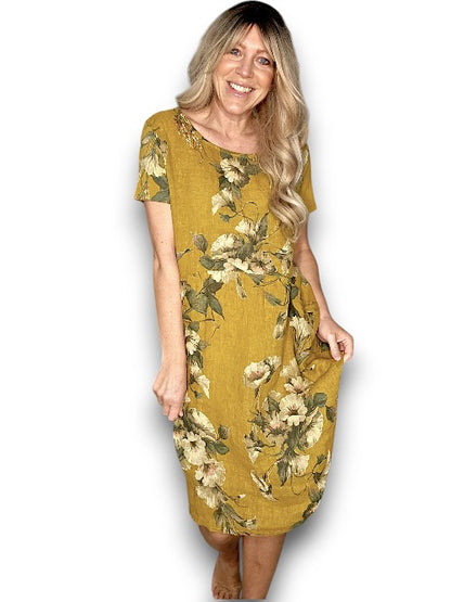 MUSTARD TRUMPET JUNGLE DRESS