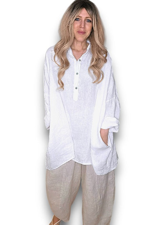 WHITE COASTAL TUNIC SHIRT