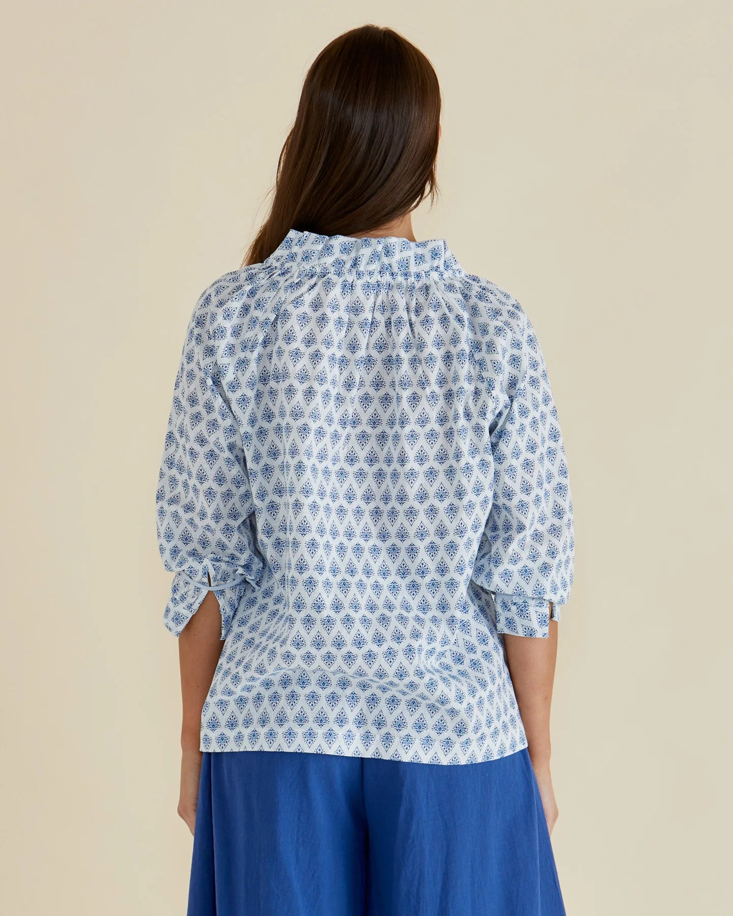 Charli Blouse - Blue Lotus Print