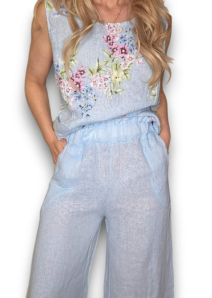 BABY BLUE ROSIE LINEN TANK TOP