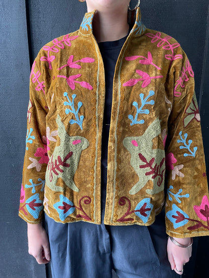 Velvet Jacket -Mustard Rabbit