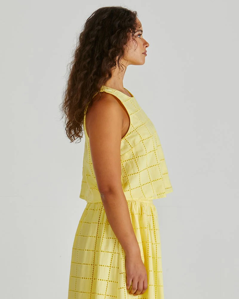 HELMI BRODERIE TANK - YELLOW