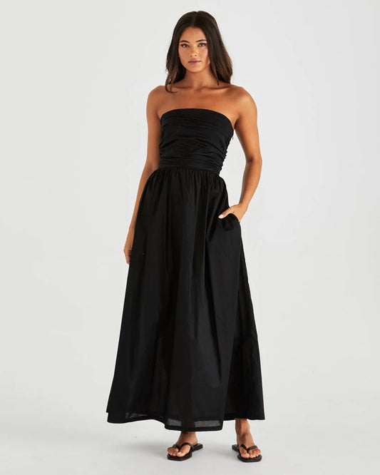 MINA STRAPLESS DRESS - BLACK