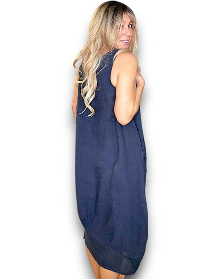 NAVY PLAIN MAXI TANK DRESS