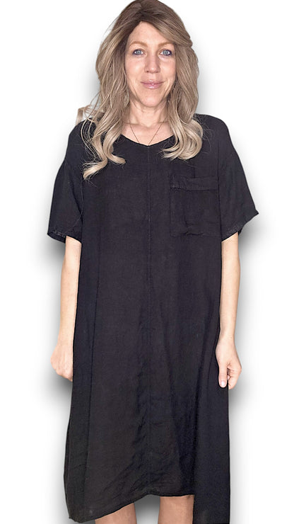 BLACK PLAIN EASY PEASY T-SHAPE DRESS