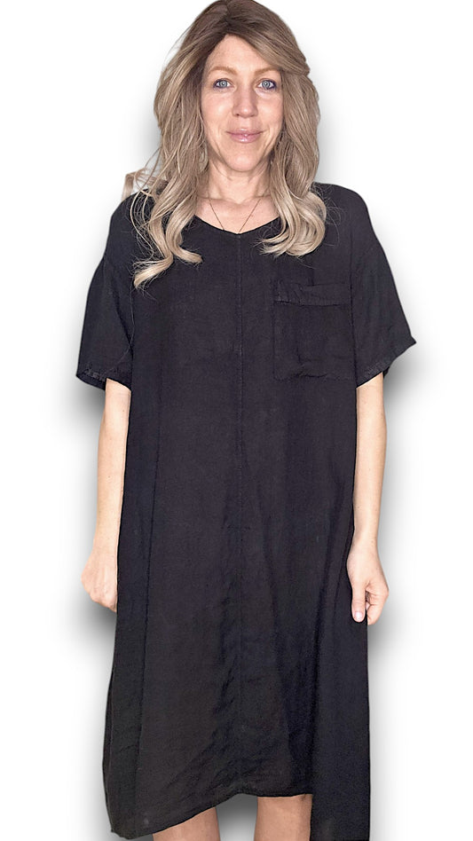 BLACK PLAIN EASY PEASY T-SHAPE DRESS