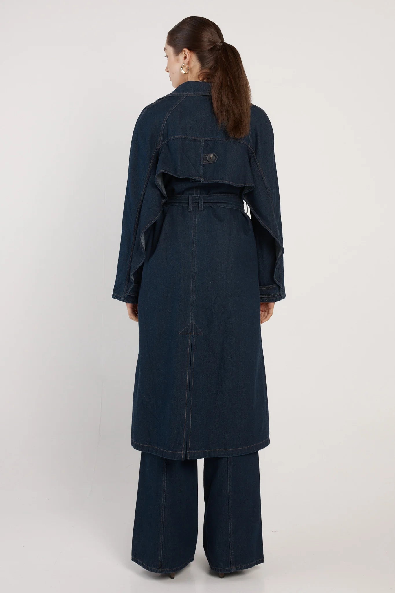 Koa Denim Trench Coat - Indigo