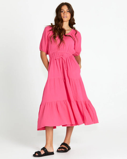 Felix Tiered Midi Dress - Pink