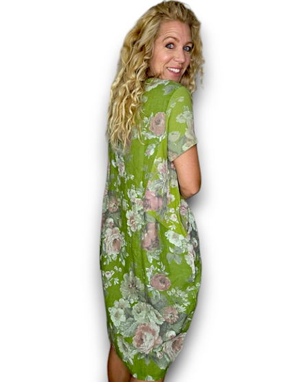 Green Scarlett Rose Jungle Dress