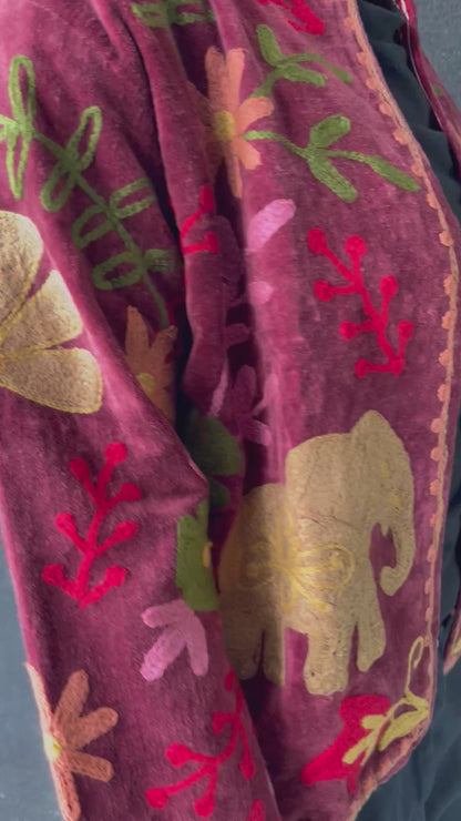 Velvet Jacket- Plum Elephant